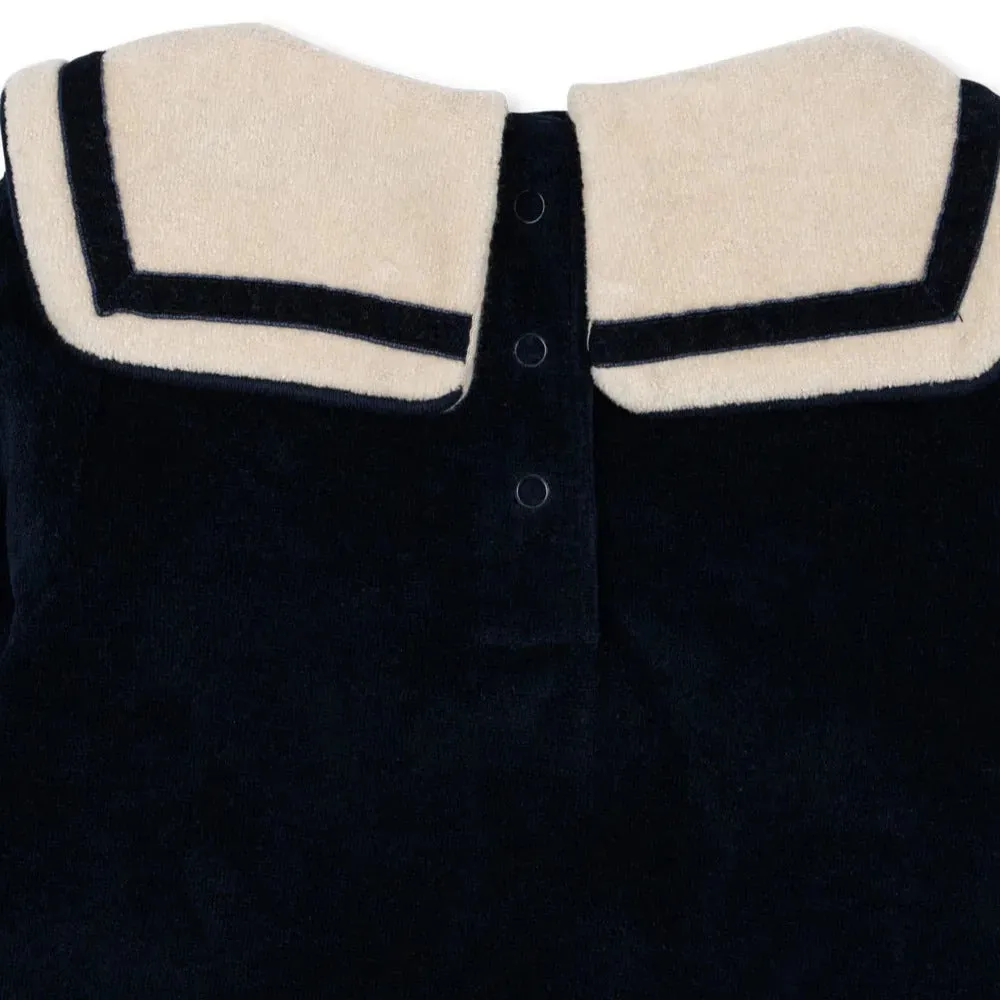 Matelot Velvet Baby Sailor Collar Romper (Navy Blazer)