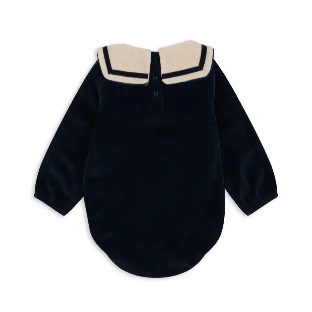 Matelot Velvet Baby Sailor Collar Romper (Navy Blazer)