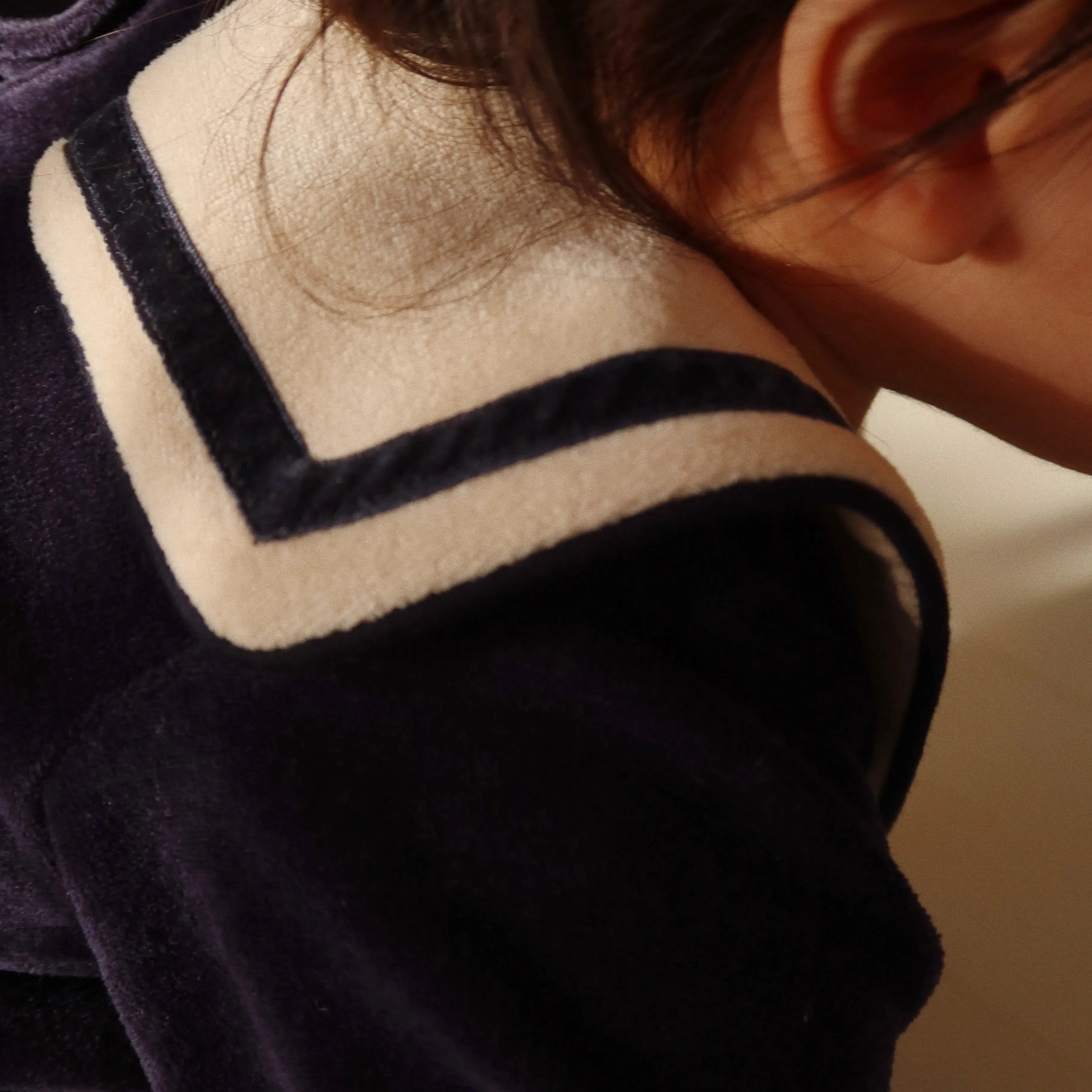 Matelot Velvet Baby Sailor Collar Romper (Navy Blazer)