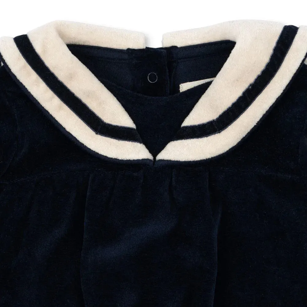 Matelot Velvet Baby Sailor Collar Romper (Navy Blazer)