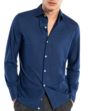 Medium Blue Piquet Sport Shirt