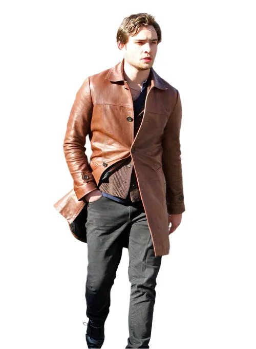 Men's Brown Genuine Leather 3/4 Coat