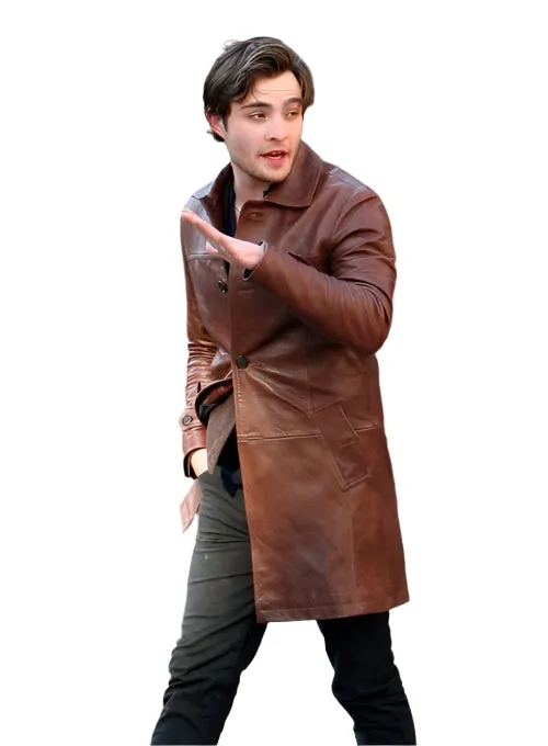Men's Brown Genuine Leather 3/4 Coat