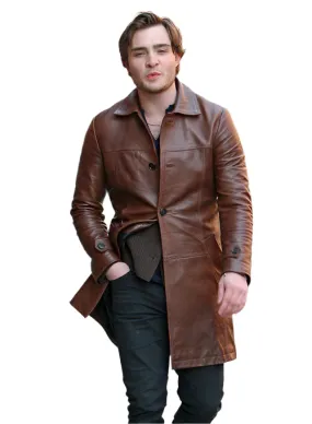 Men's Brown Genuine Leather 3/4 Coat