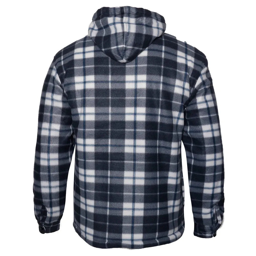 Mens Fleece Plaid Jacket Zip Up Warm Sherpa Lining Long Sleeve Regular Fit Coat
