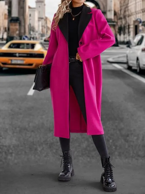 Mixed Media Collared Coat