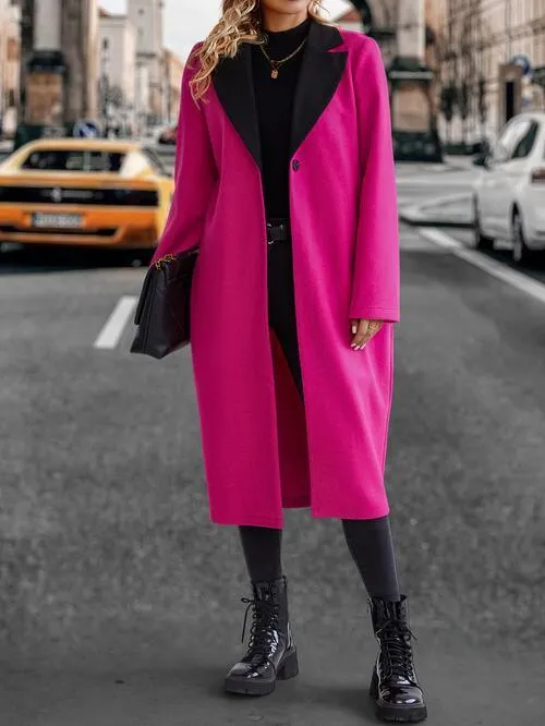 Mixed Media Collared Coat