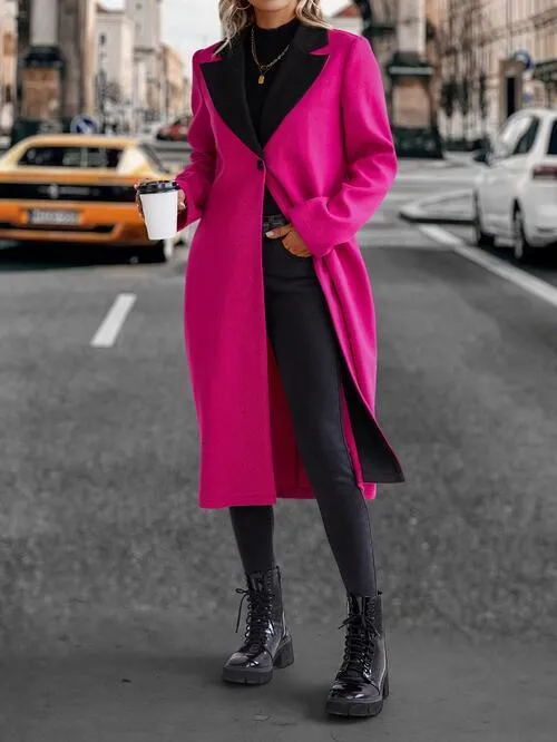 Mixed Media Collared Coat