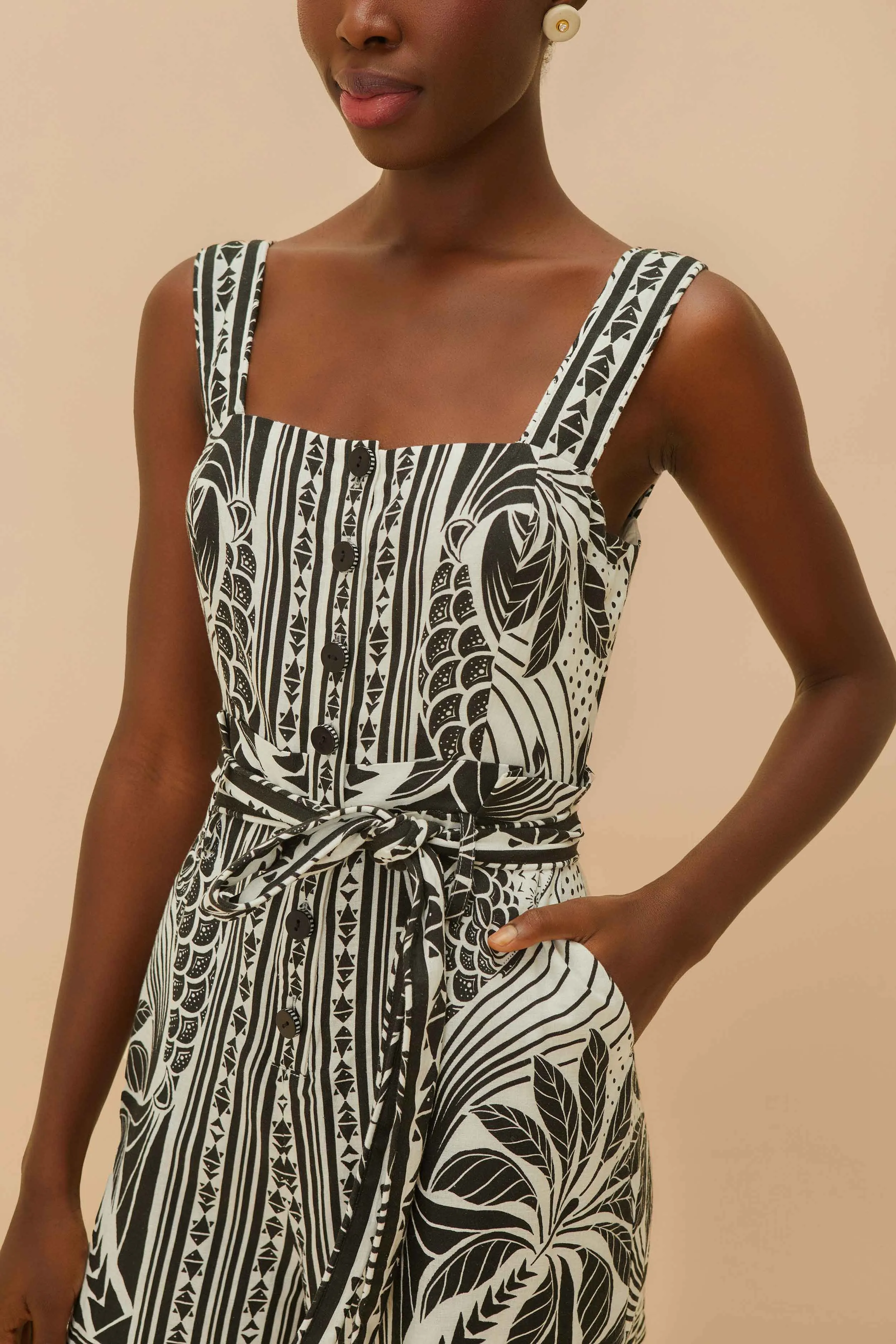 Monochrome Elegance Scarf Romper