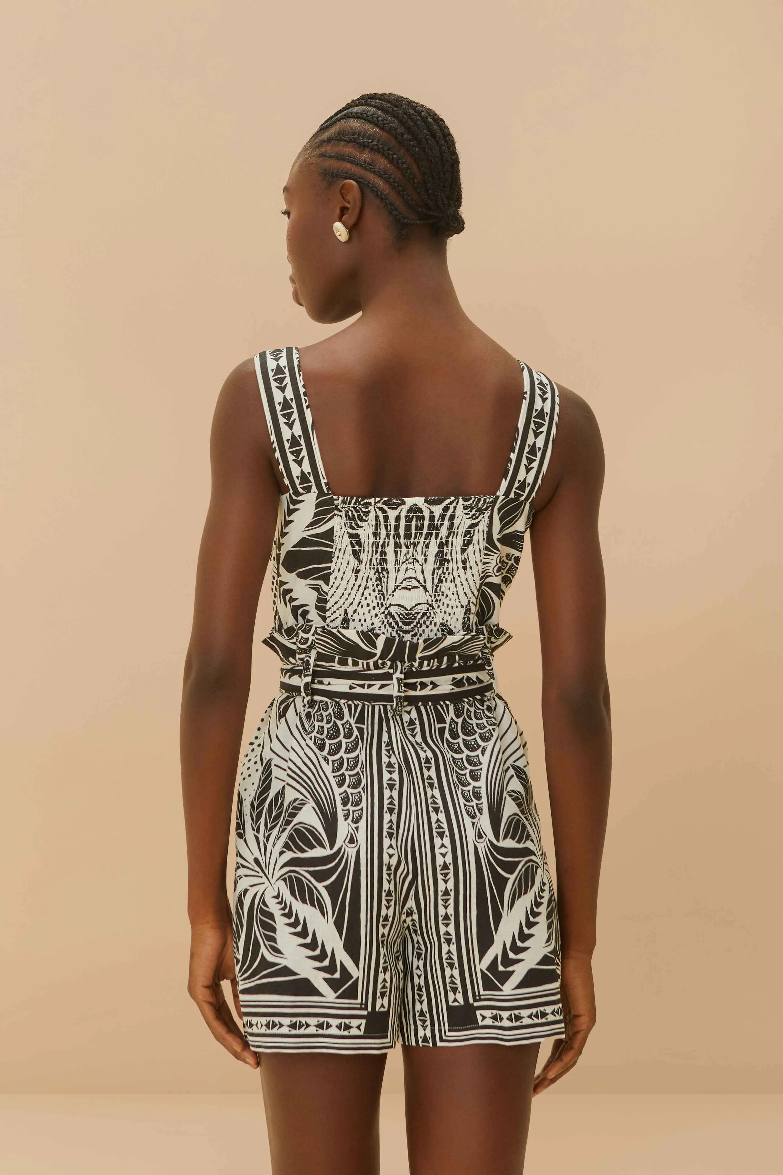 Monochrome Elegance Scarf Romper