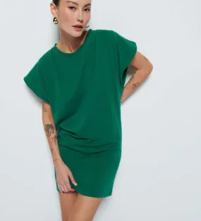 Nation LTD. Layne Solid Crewneck T-Shirt Dress in Verdant Green