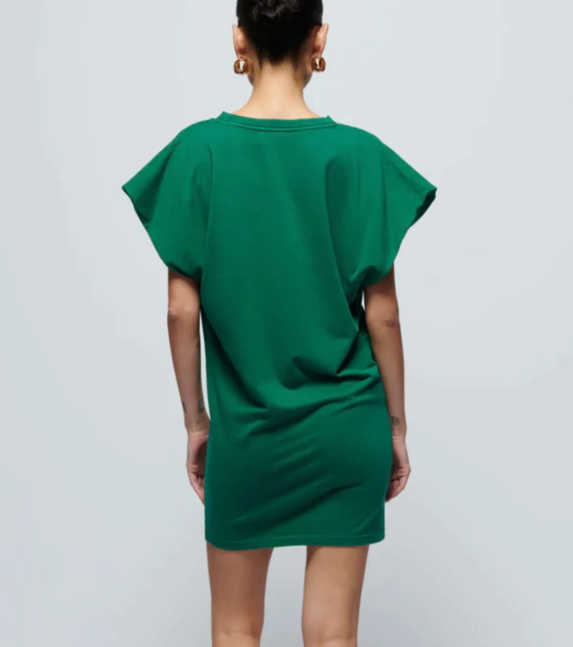 Nation LTD. Layne Solid Crewneck T-Shirt Dress in Verdant Green