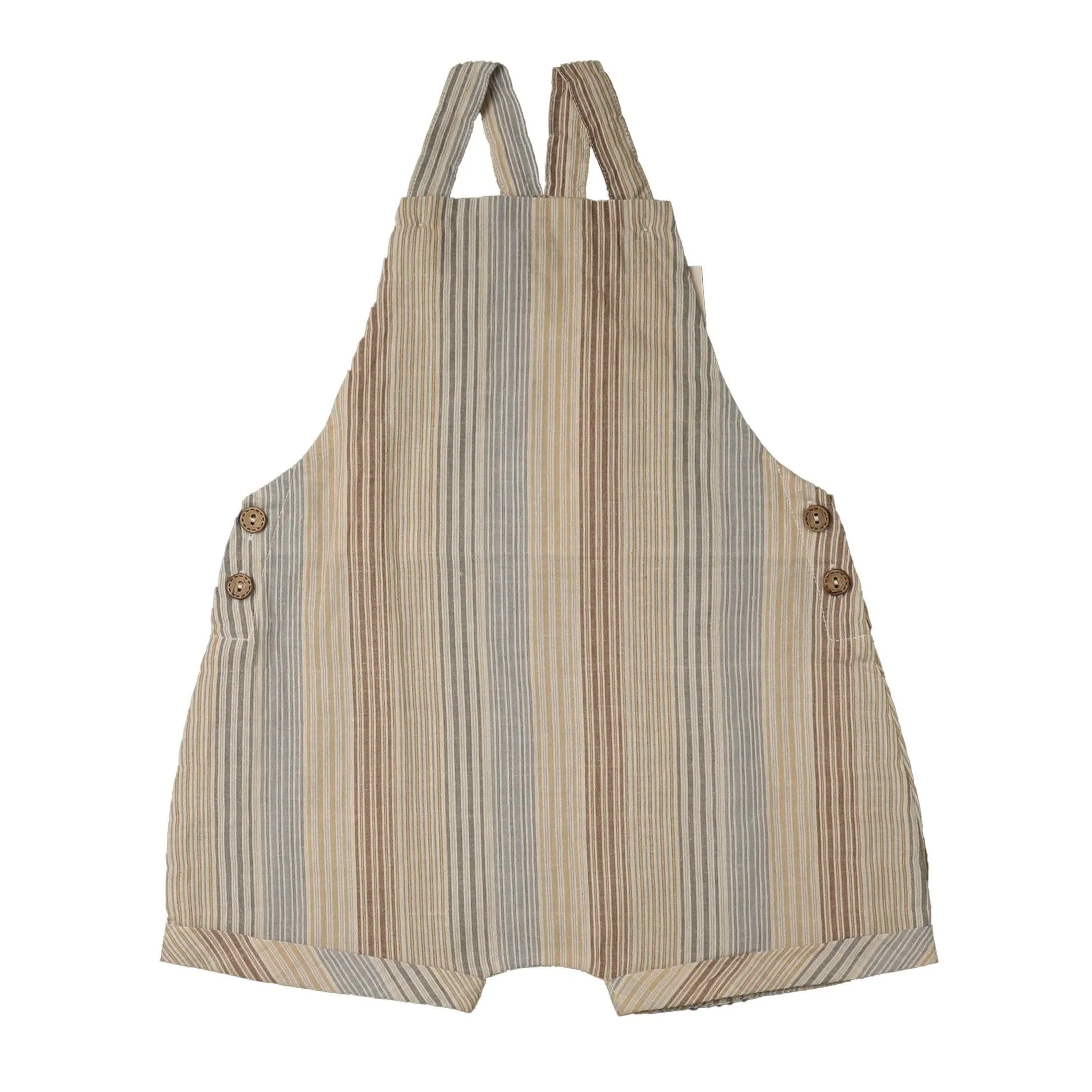 Noma Striped Baby Overall- Powder/Cinnamon