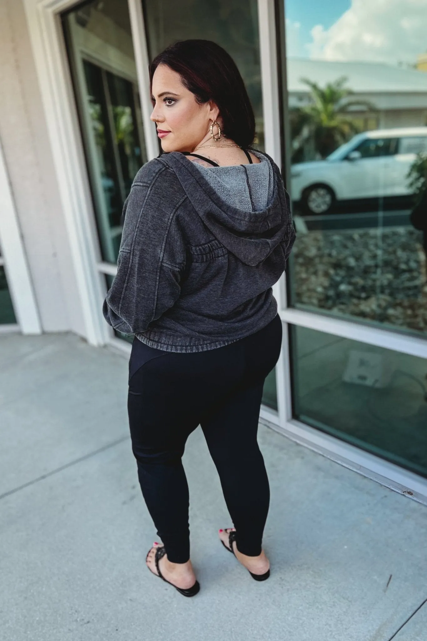 Nora Acid Wash V Neck Hoodie 4 COLORS!