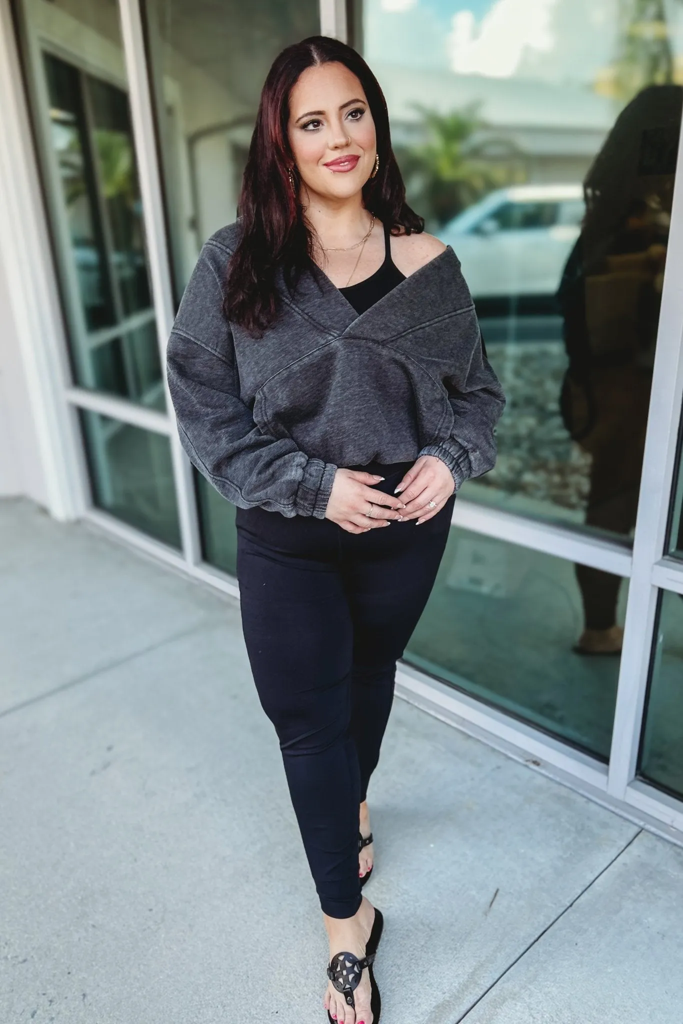 Nora Acid Wash V Neck Hoodie 4 COLORS!