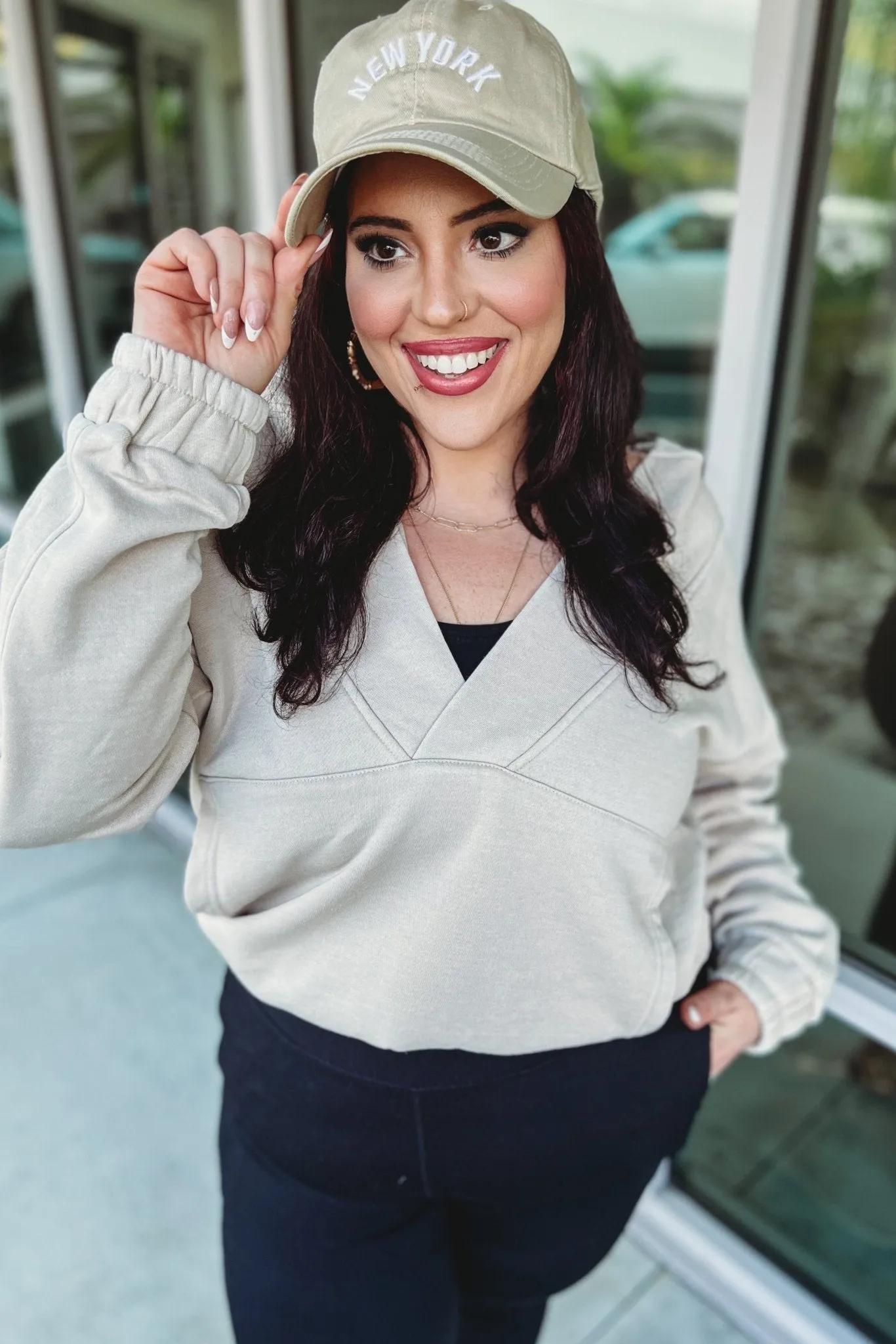 Nora Acid Wash V Neck Hoodie 4 COLORS!