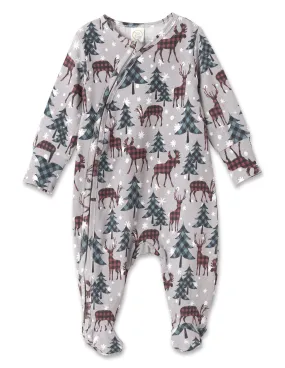 Nordic Pines Bamboo Zipper Footie