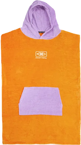 Ocean and Earth Youth Hooded Poncho Orange/Purple