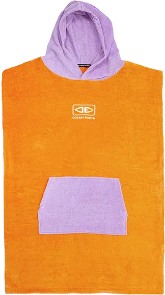 Ocean and Earth Youth Hooded Poncho Orange/Purple
