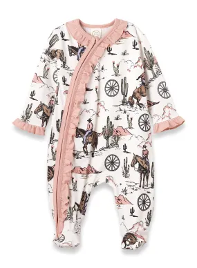 On the Range Bamboo Zipper Footie / Pink