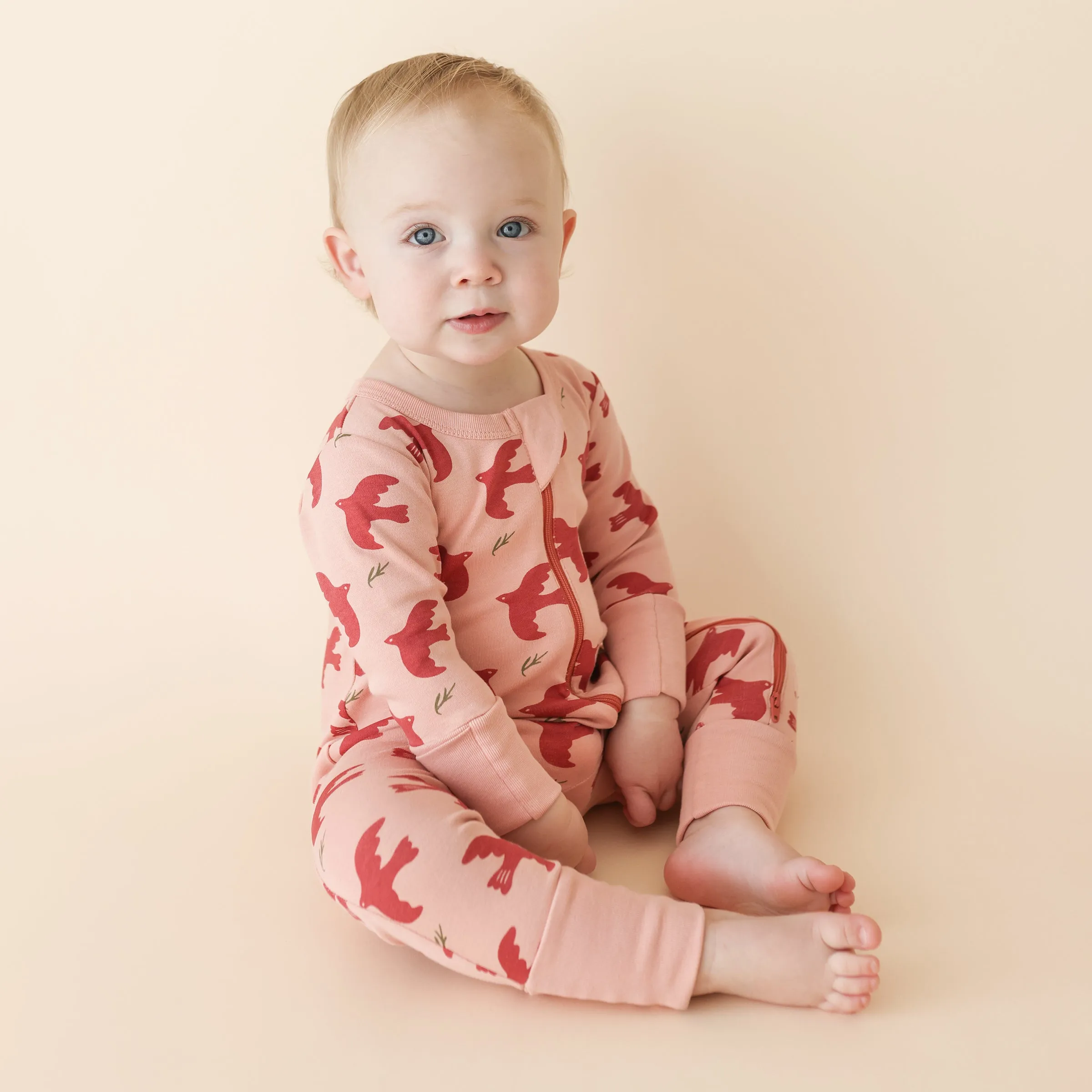 Organic Signature Print '2-Way' Zip Romper - Long Sleeve