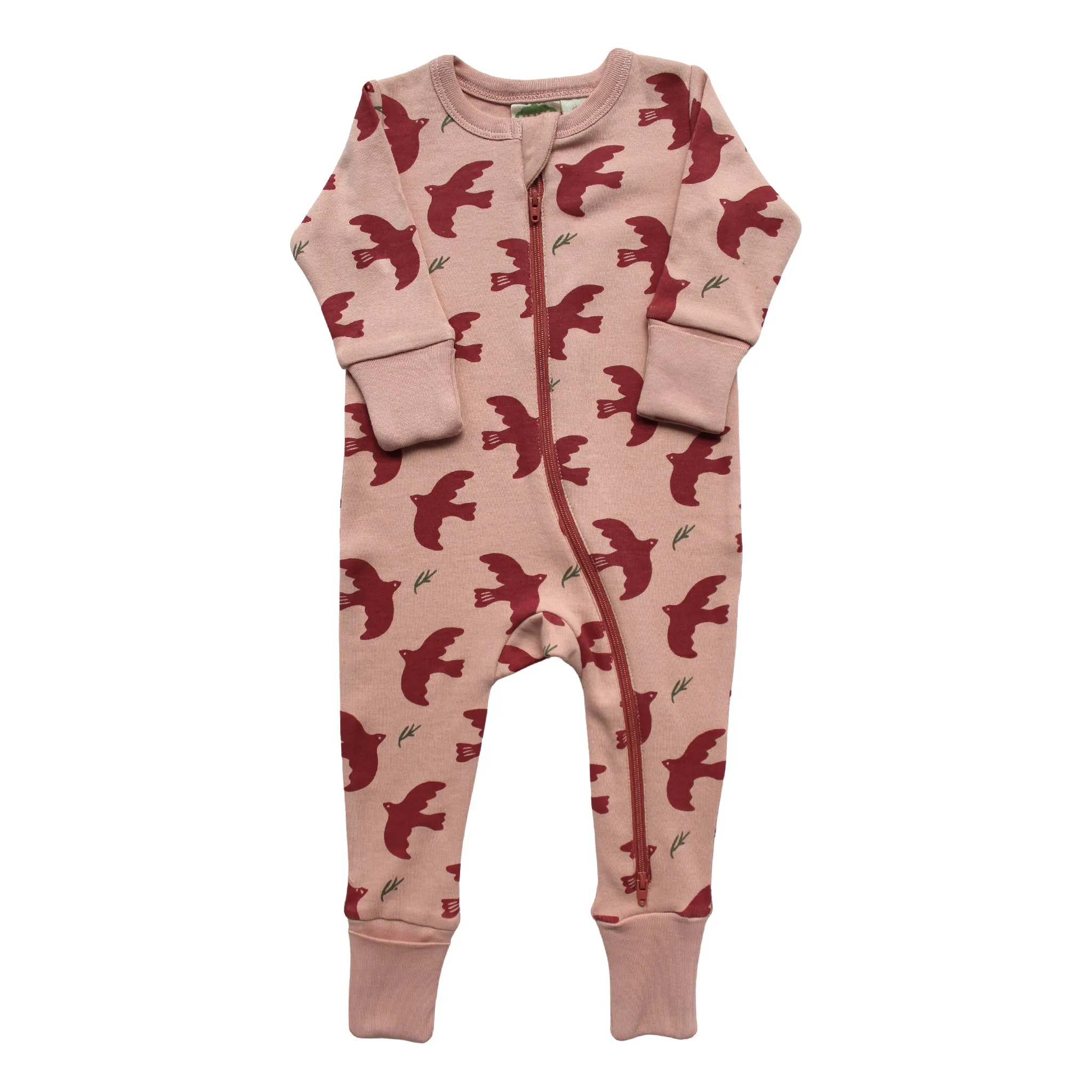 Organic Signature Print '2-Way' Zip Romper - Long Sleeve