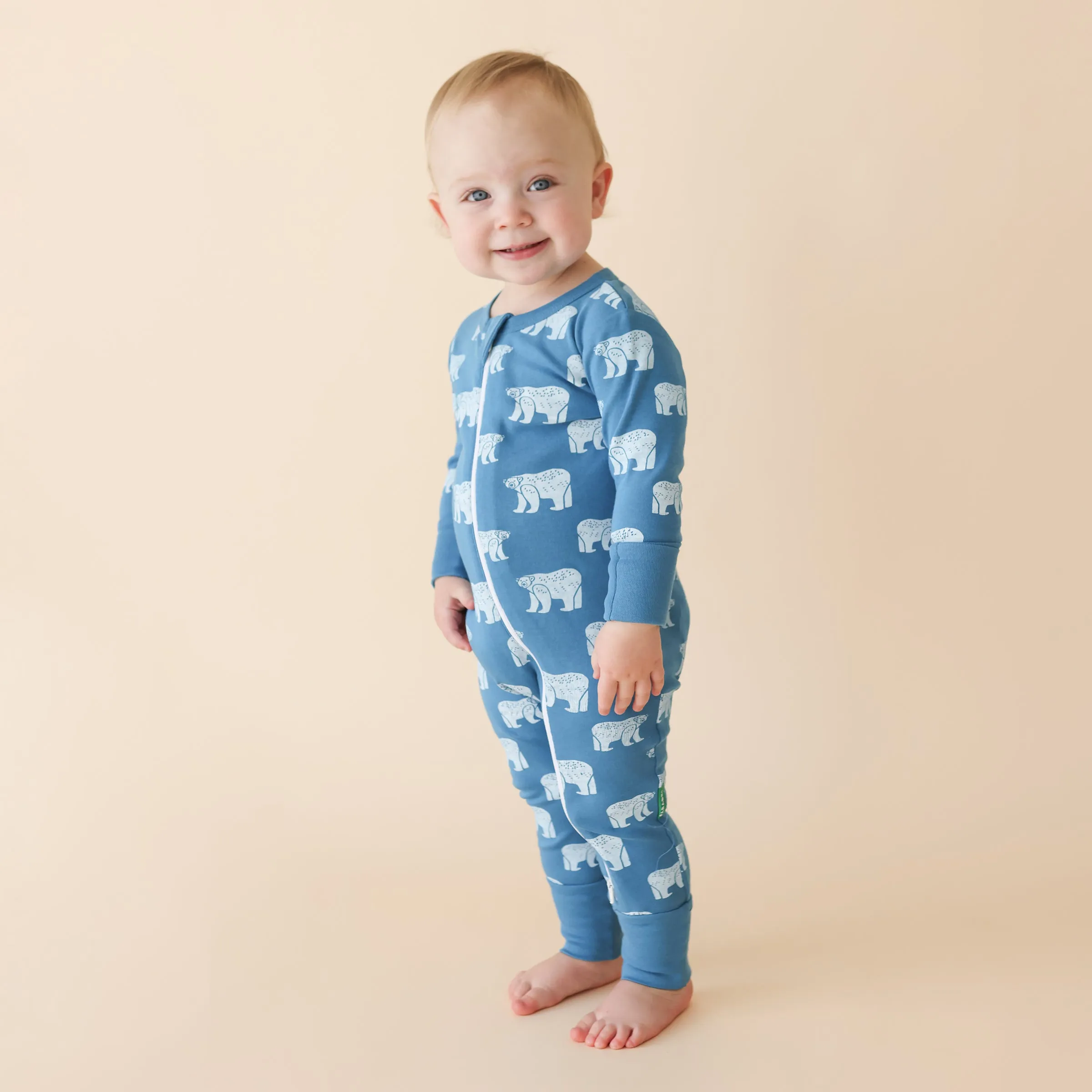 Organic Signature Print '2-Way' Zip Romper - Long Sleeve