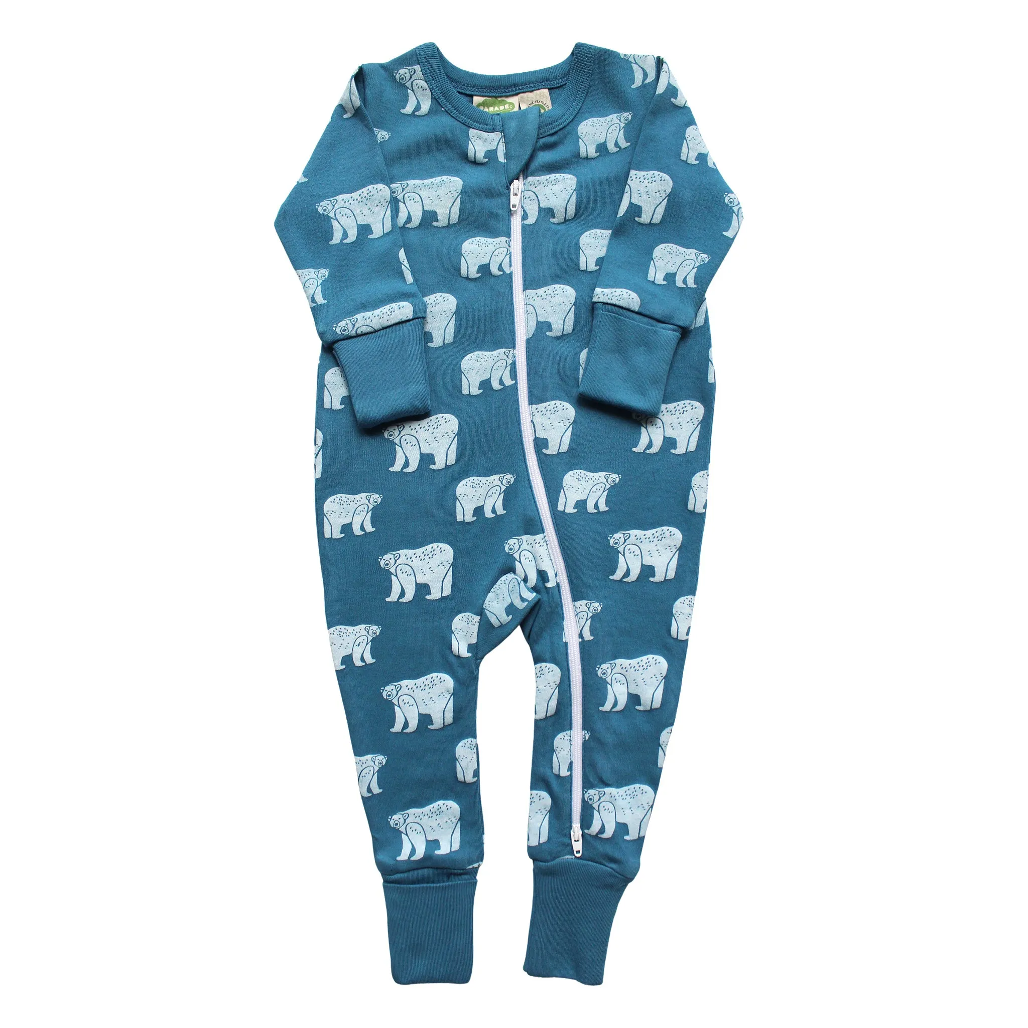 Organic Signature Print '2-Way' Zip Romper - Long Sleeve