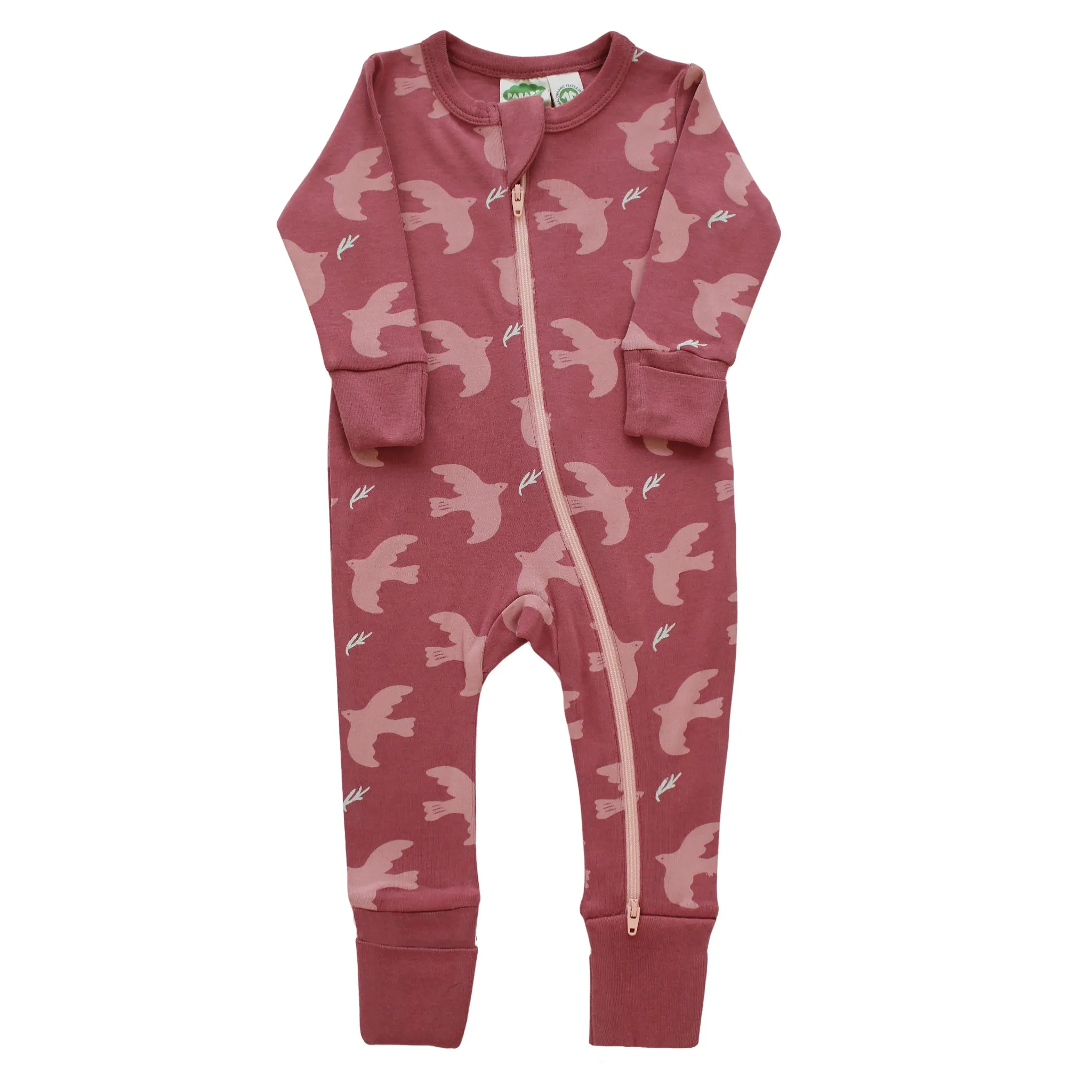 Organic Signature Print '2-Way' Zip Romper - Long Sleeve