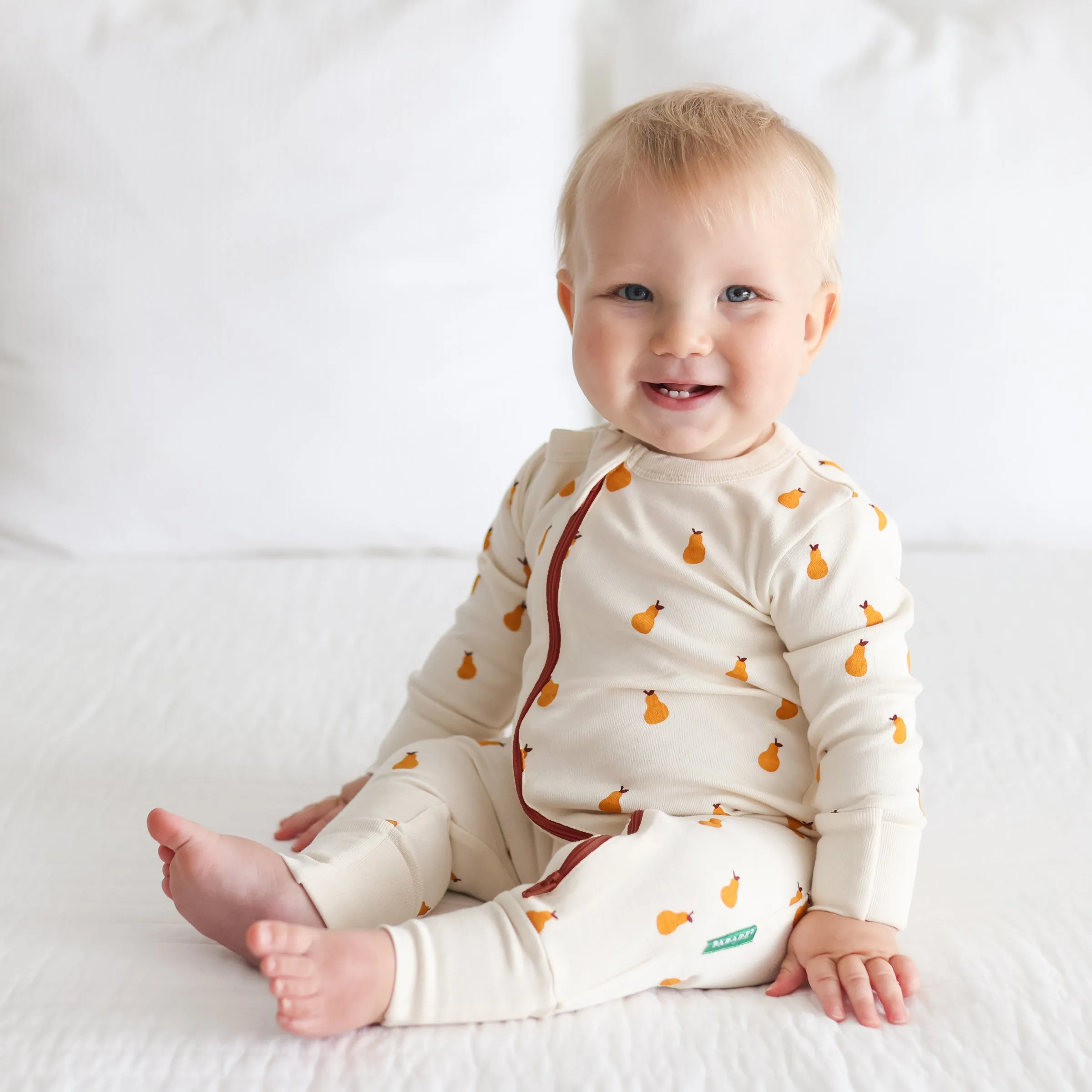 Organic Signature Print '2-Way' Zip Romper - Long Sleeve
