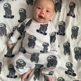 Organic Skating Sloth Long Sleeve Romper