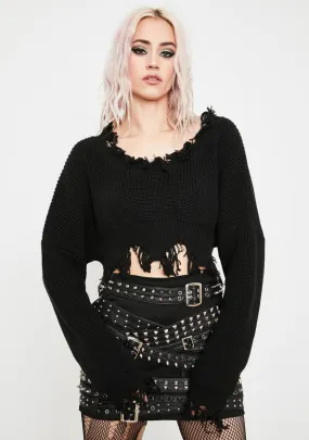 Party To Oblivion Distressed Sweater