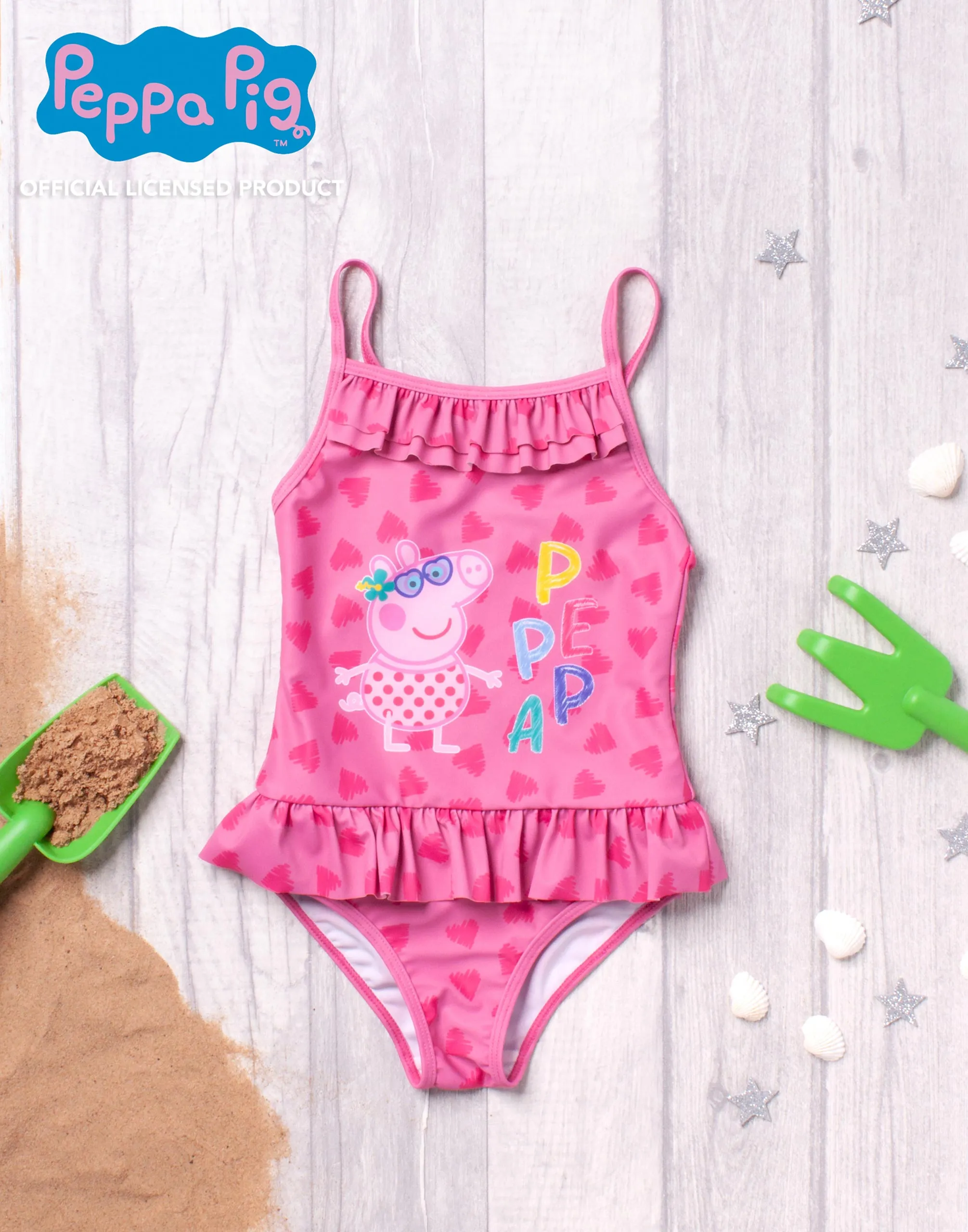 Peppa Pig Girls Swimsuit & Hooded Towel Poncho Set
