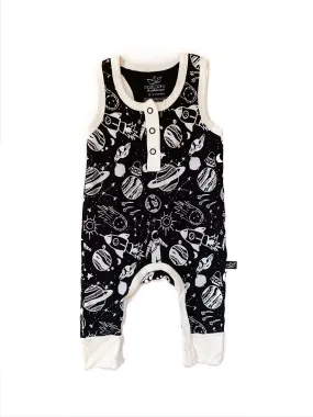 Peregrine Kidswear Monochrome Space Doodle Bamboo Tank Romper