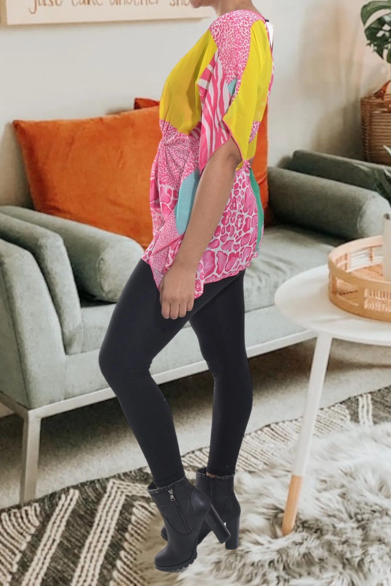 Pink Multi Color Poncho