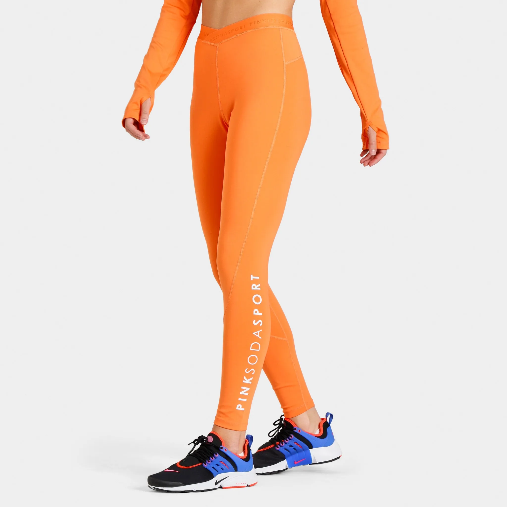 Pink Soda Sport Women's Topanga Cross Tape Tights / Dusty Orange