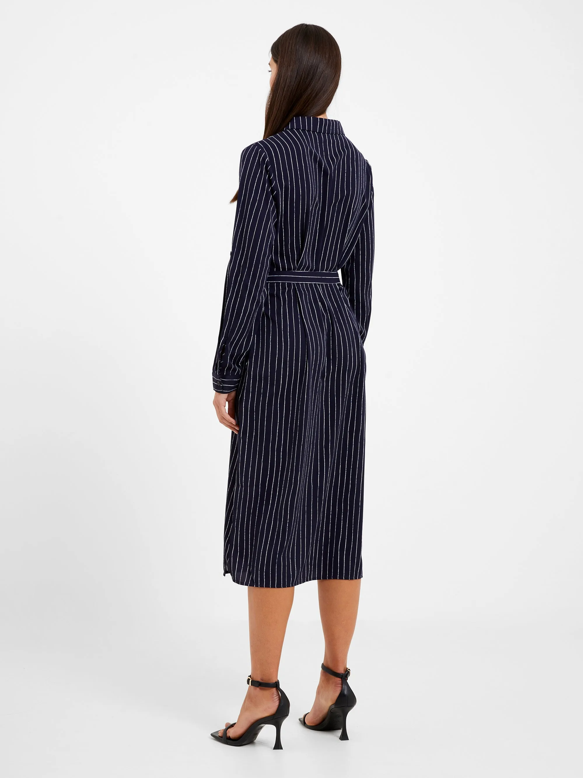 Pinstripe Button Through Shirt Dress