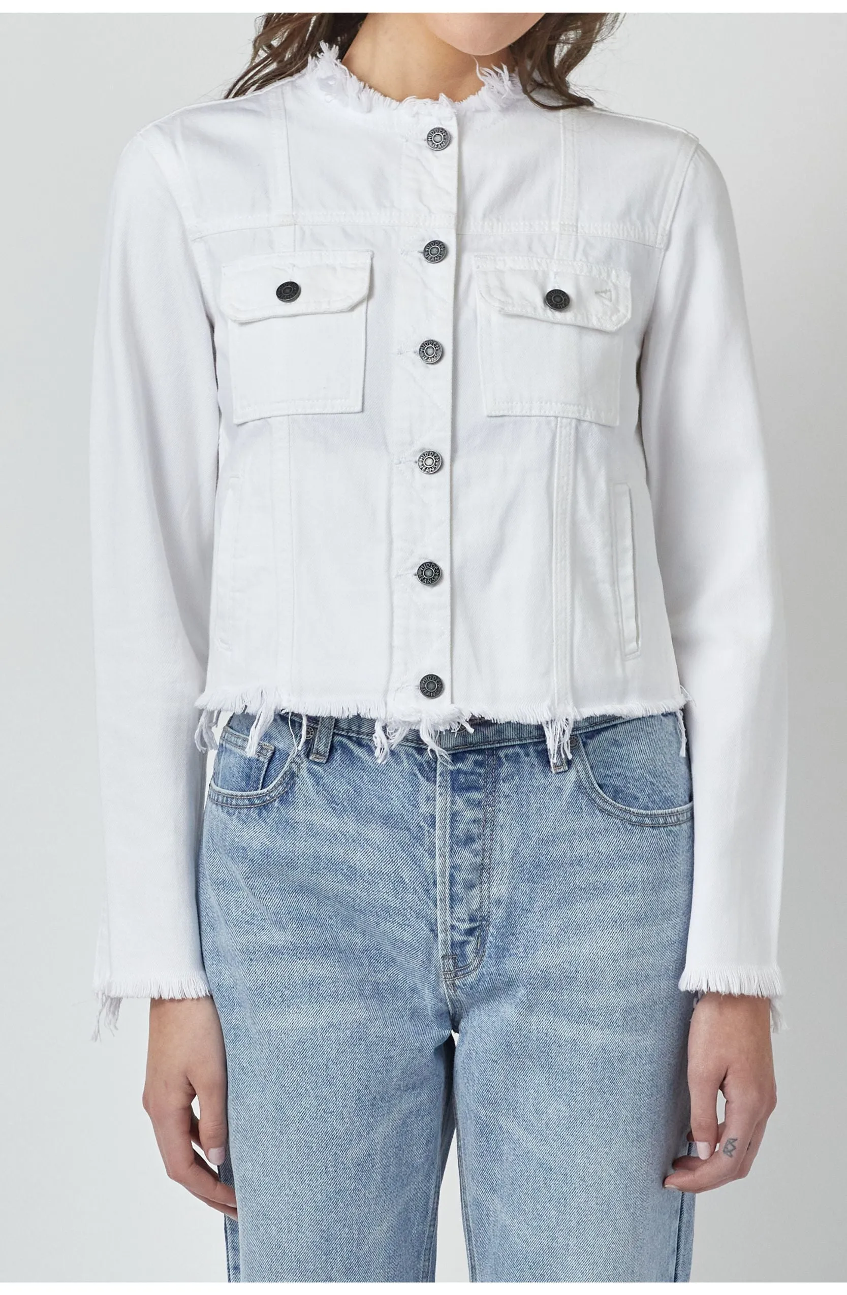 [REBEL] WHITE COLLARLESS JACKET