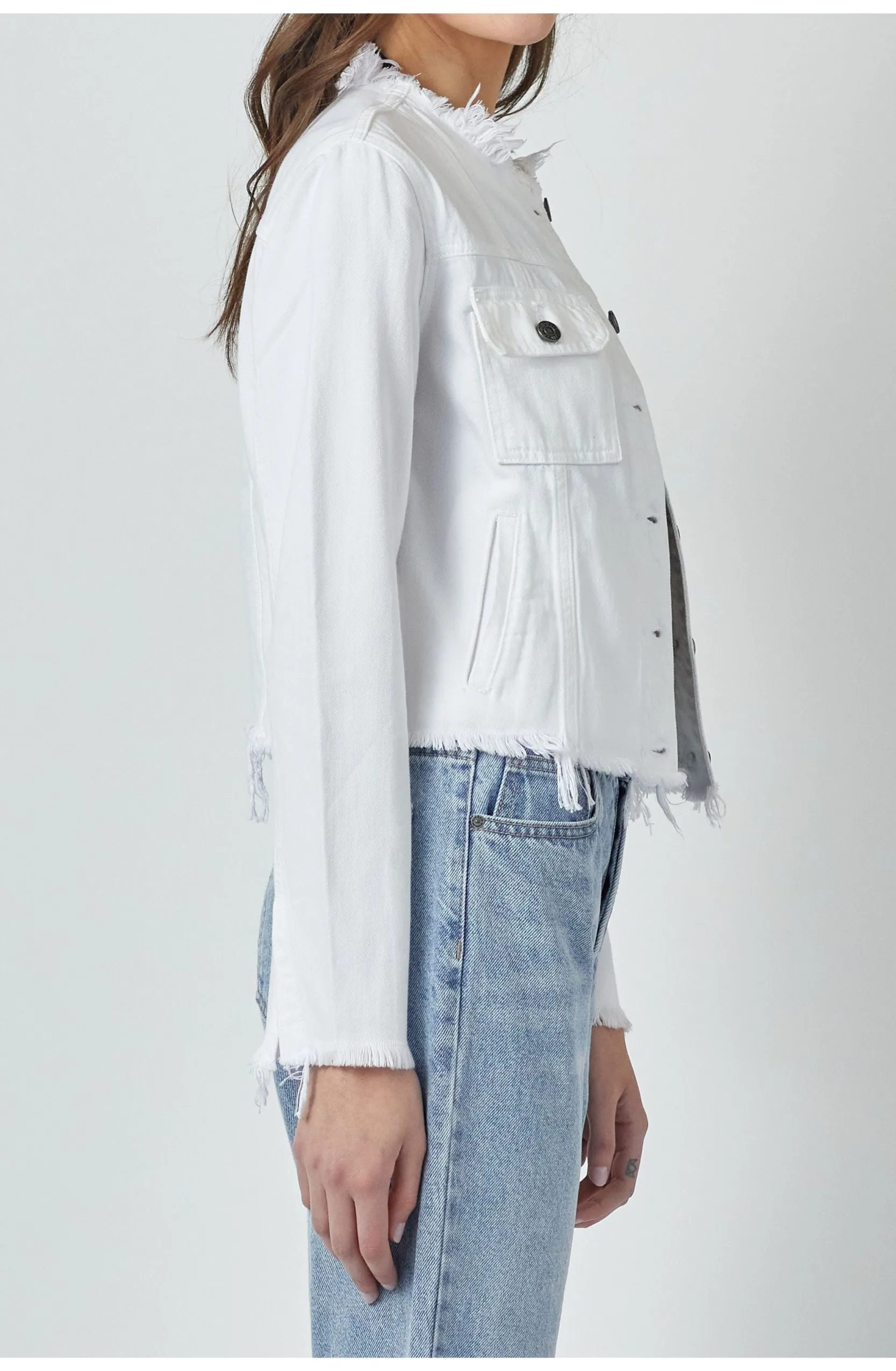 [REBEL] WHITE COLLARLESS JACKET