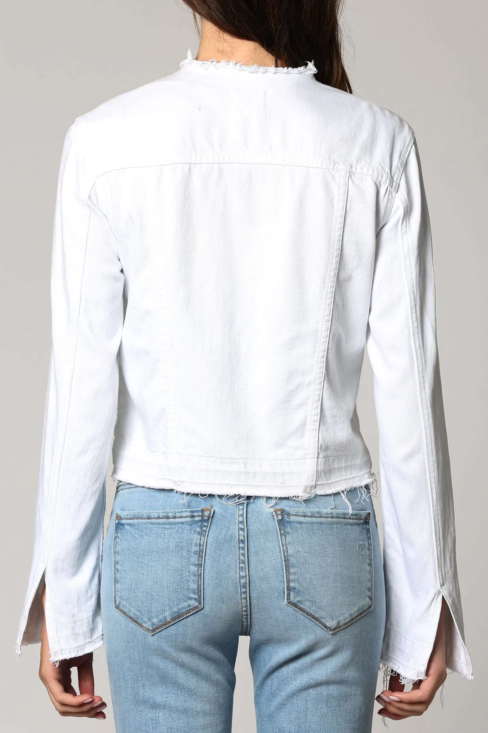 [REBEL] WHITE COLLARLESS JACKET
