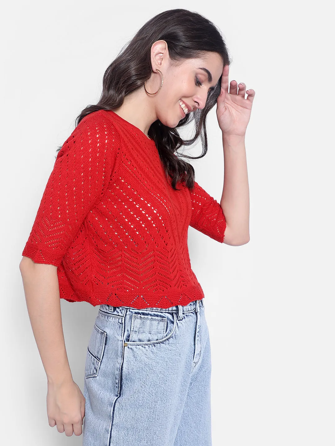 Red Crop Sweater