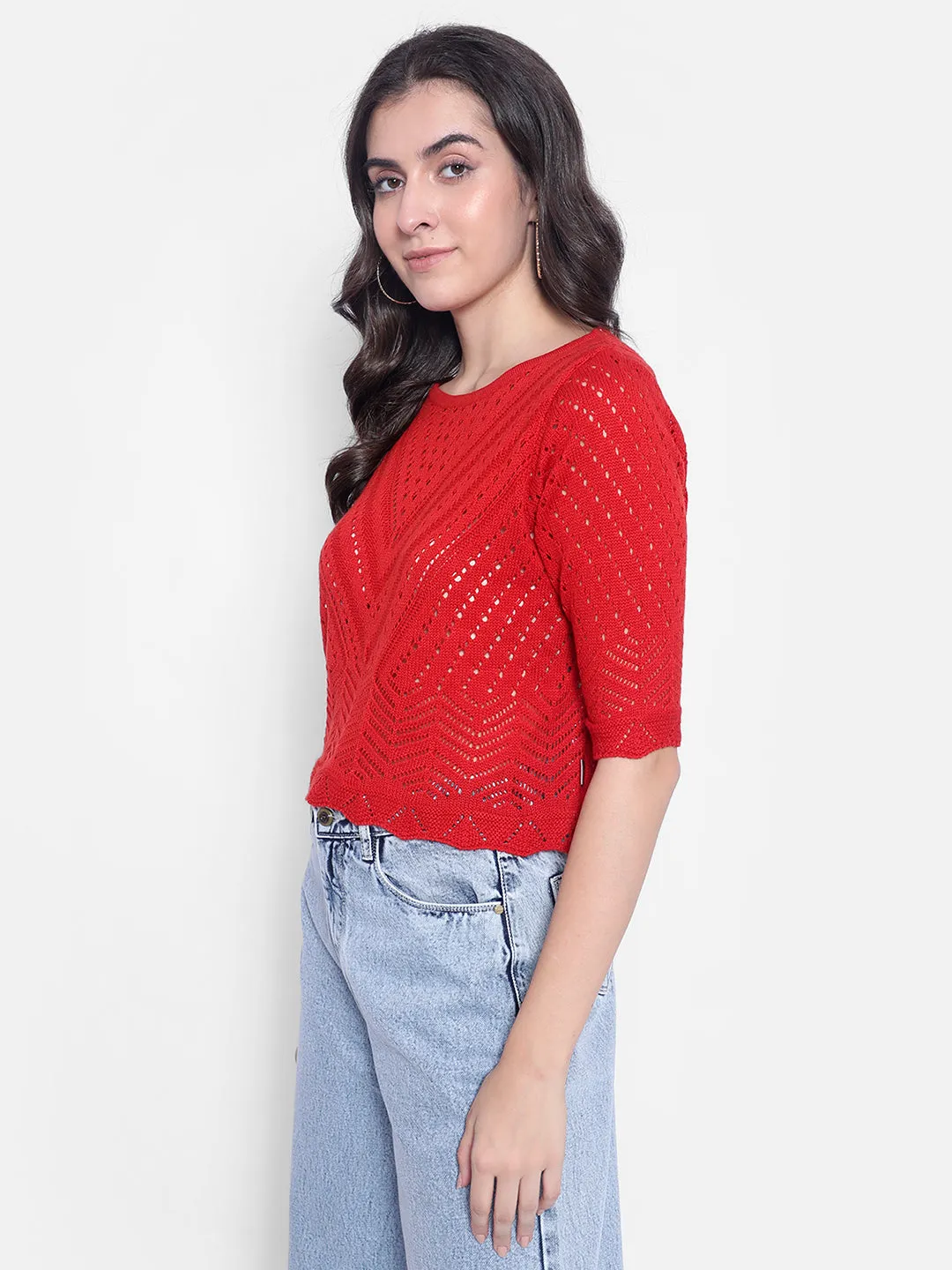 Red Crop Sweater