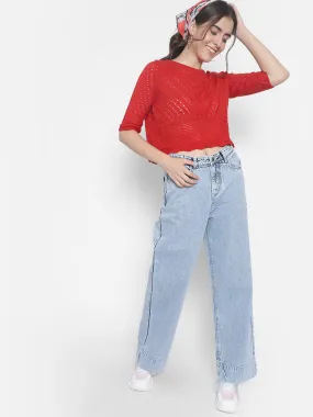 Red Crop Sweater