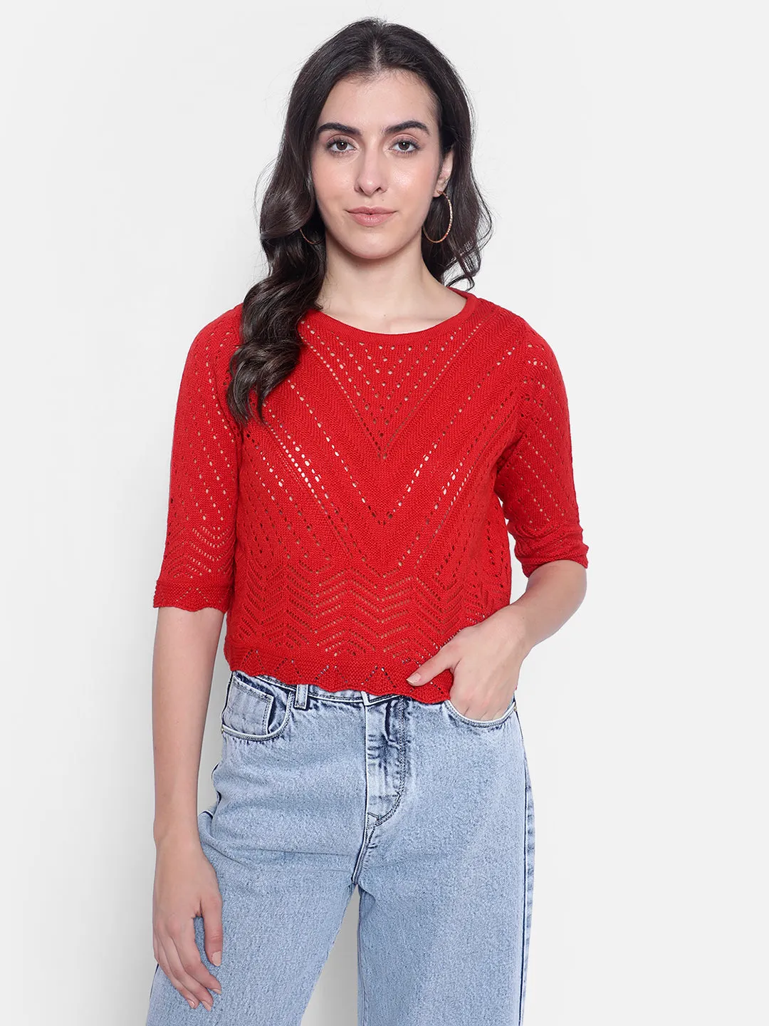 Red Crop Sweater