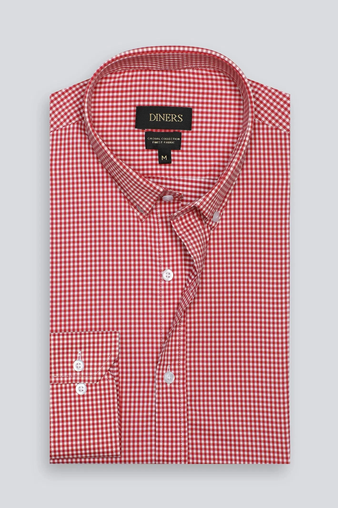 Red Mini Check Casual Shirt
