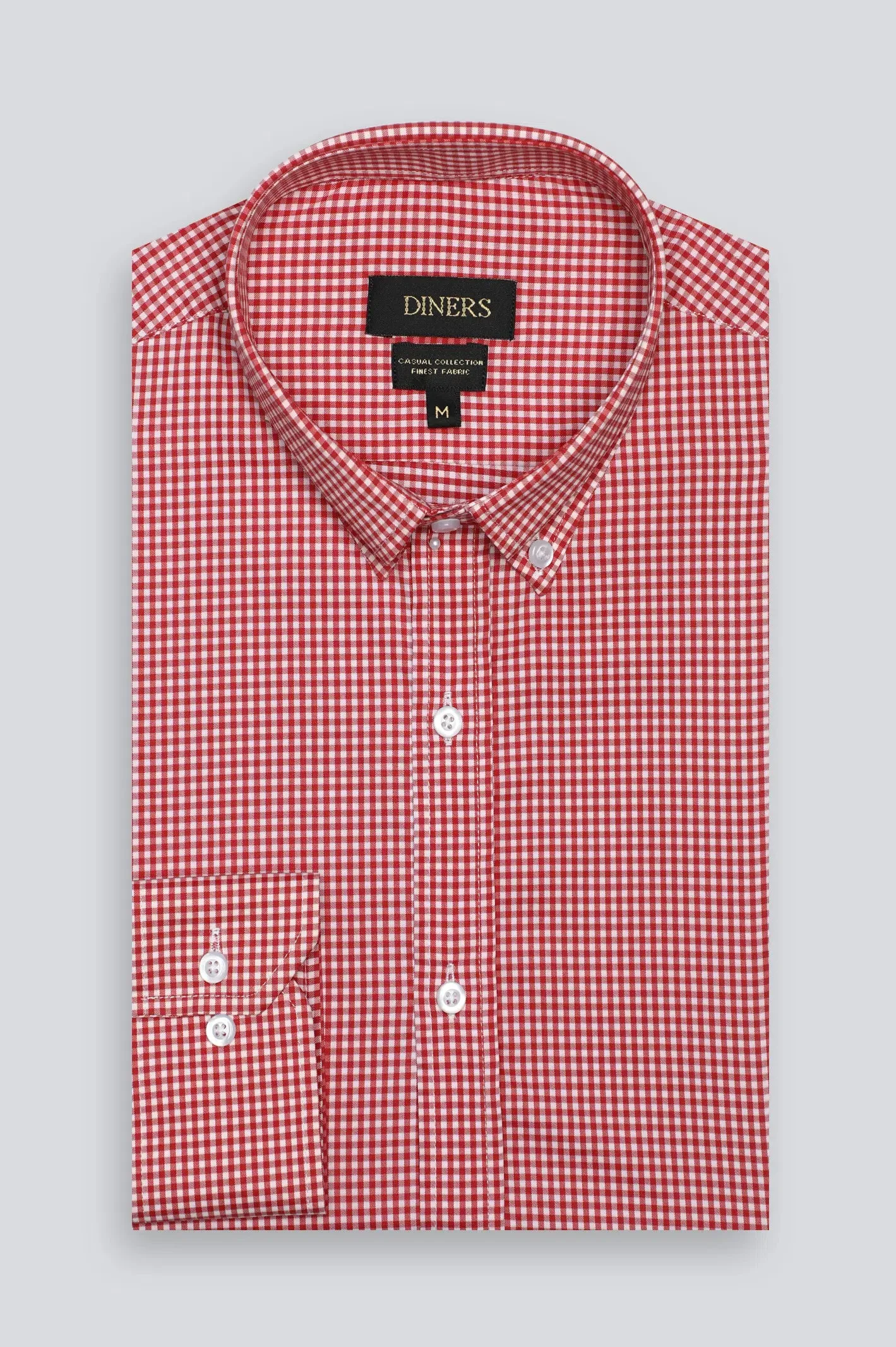 Red Mini Check Casual Shirt