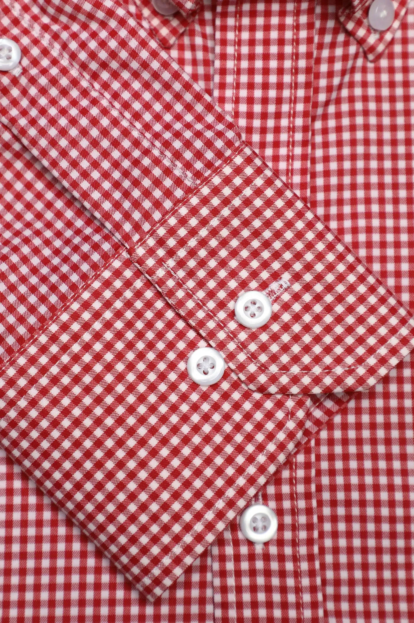 Red Mini Check Casual Shirt