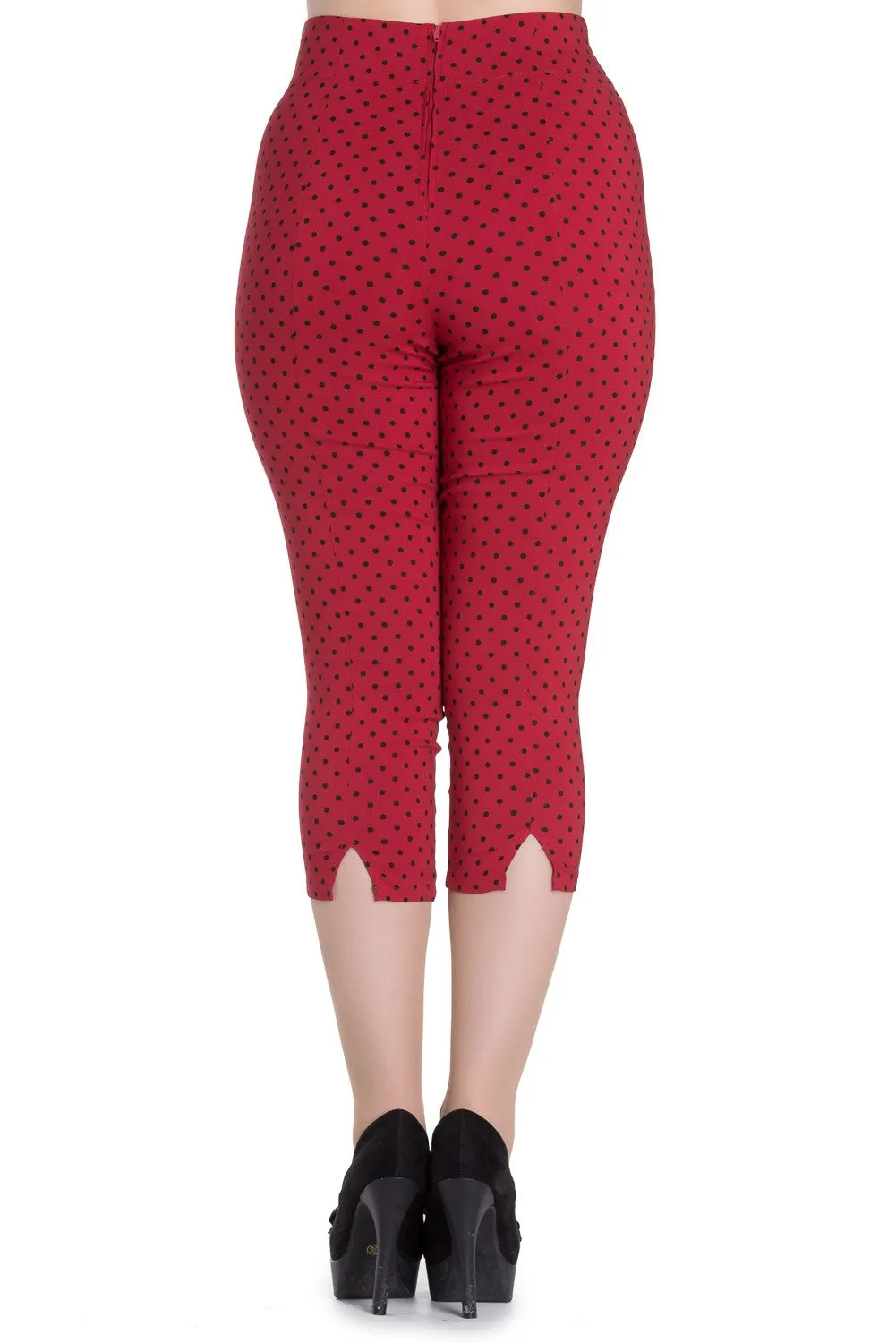 Red Polka Dot High Waist Retro Capri