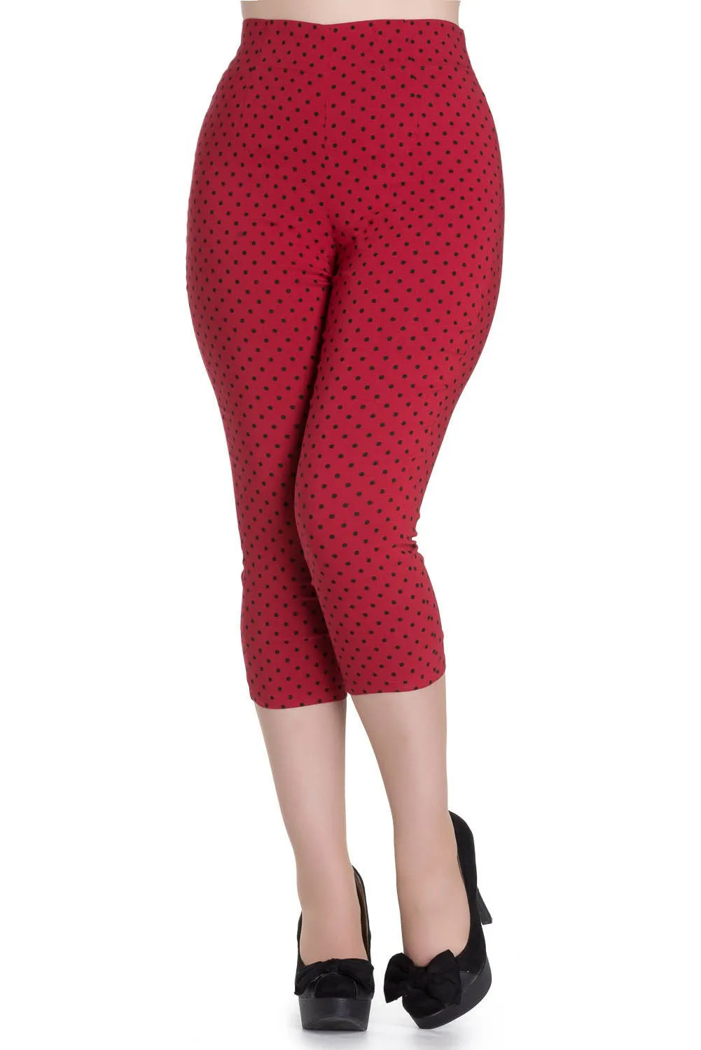 Red Polka Dot High Waist Retro Capri