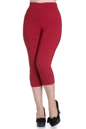Red Polka Dot High Waist Retro Capri